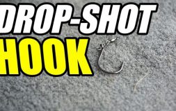 Drop shot hook headline on the grey surface with hook photo