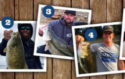 Five photos of anglers holding their personal best catch